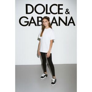 Dolce & Gabbana Sneakers Leather Logo Silver Accents Designer Shoes 35 COA